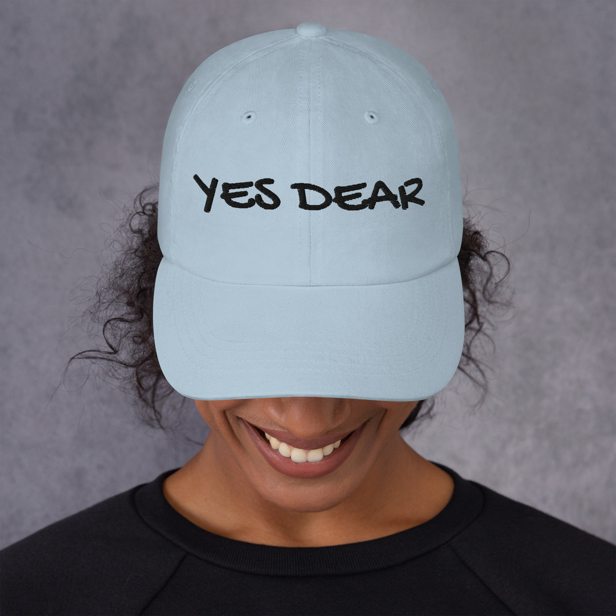 “Yes Dear” embroidered dad hat in light blue