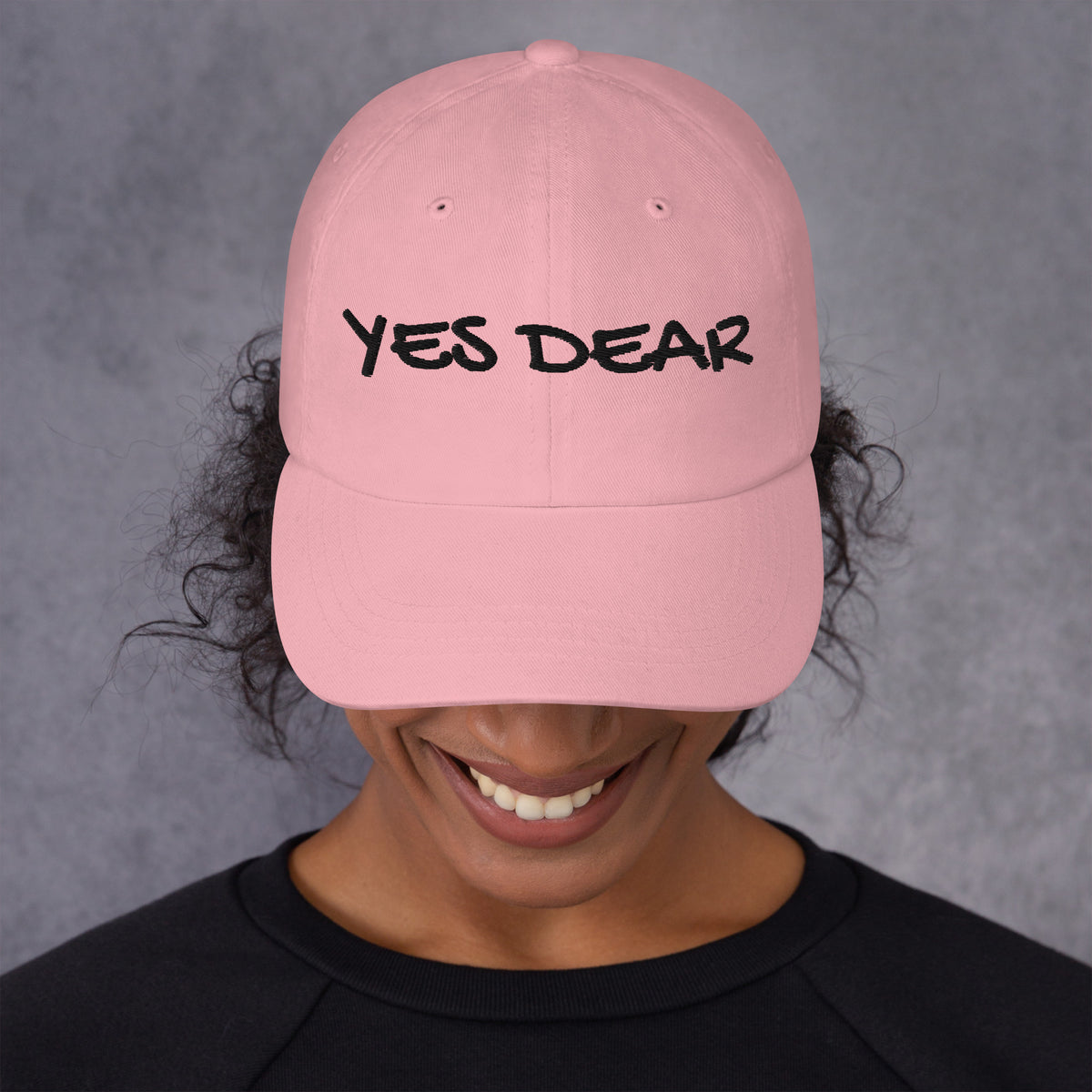 “Yes Dear” embroidered dad hat in pink
